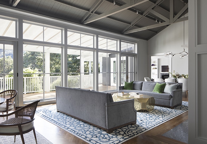 Formal living room in traditional Woodside Home after remodel 