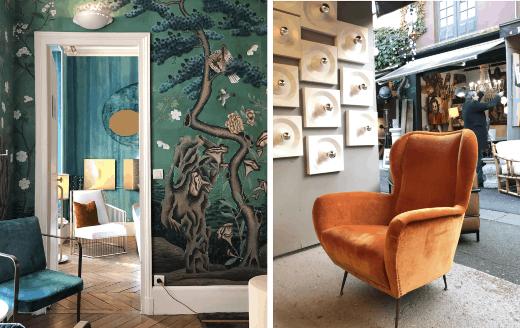 Fromental wallpaper showroom Paris + Flea market in Paris